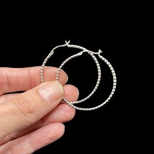 Sterling silver caviar hoop earrings